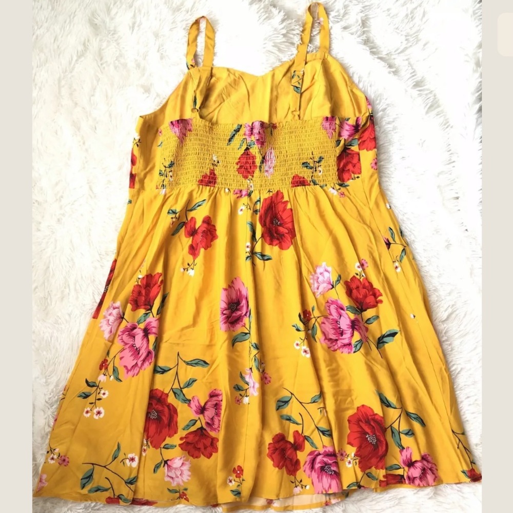 NEW Yellow Print, Fit & Flare Dress - Picture 5 of 7